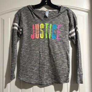 Justice pullover with rainbow letters - super soft - great condition girls sz 8